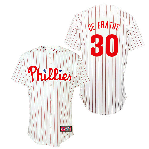 Justin De Fratus #30 Youth Baseball Jersey-Philadelphia Phillies Authentic Home White Cool Base MLB Jersey